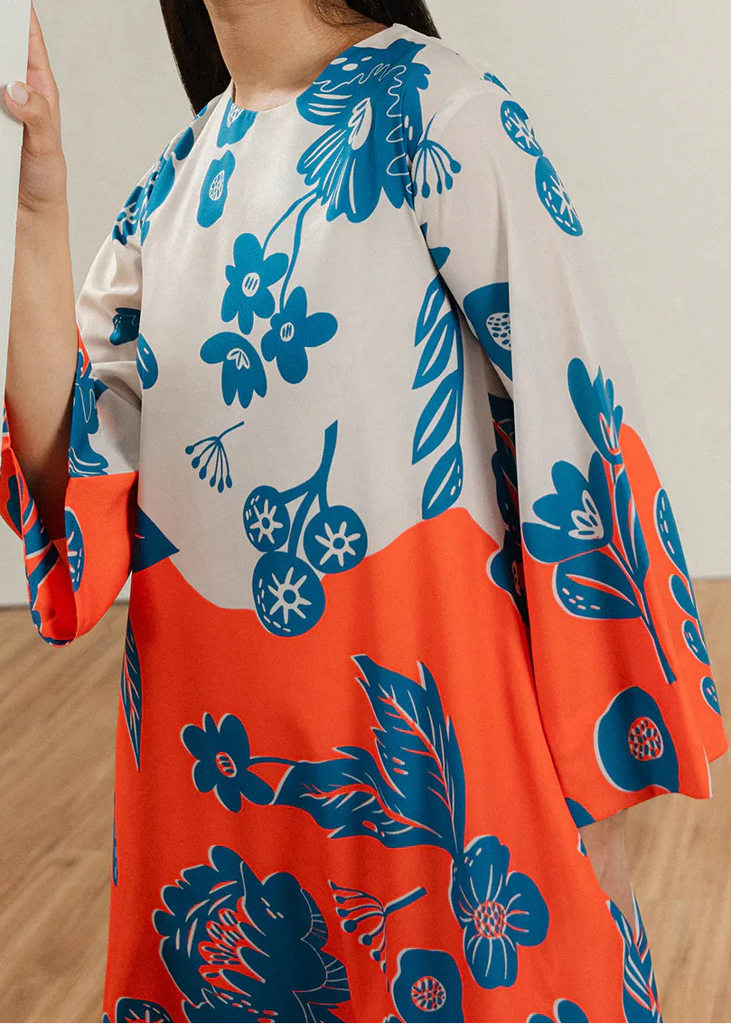 Choices W922 - Digital Printed 2pc Silk Dress.