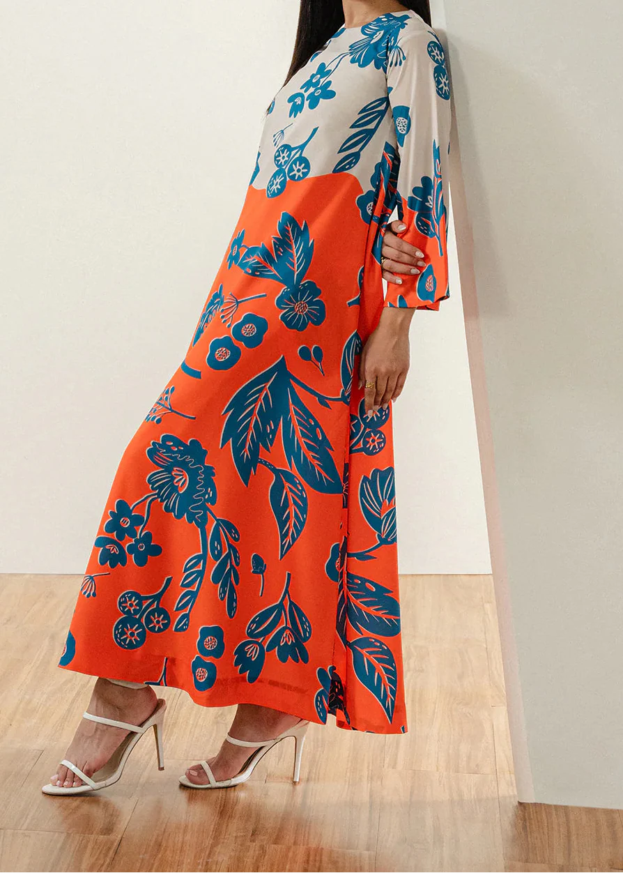 Choices W922 - Digital Printed 2pc Silk Dress.