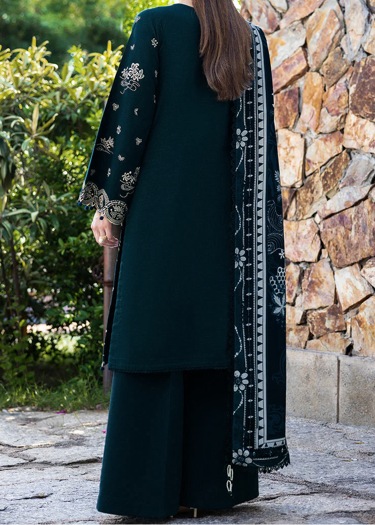 Choices W981-Embroidered 3pc Marina Dress With Printed Shawl.