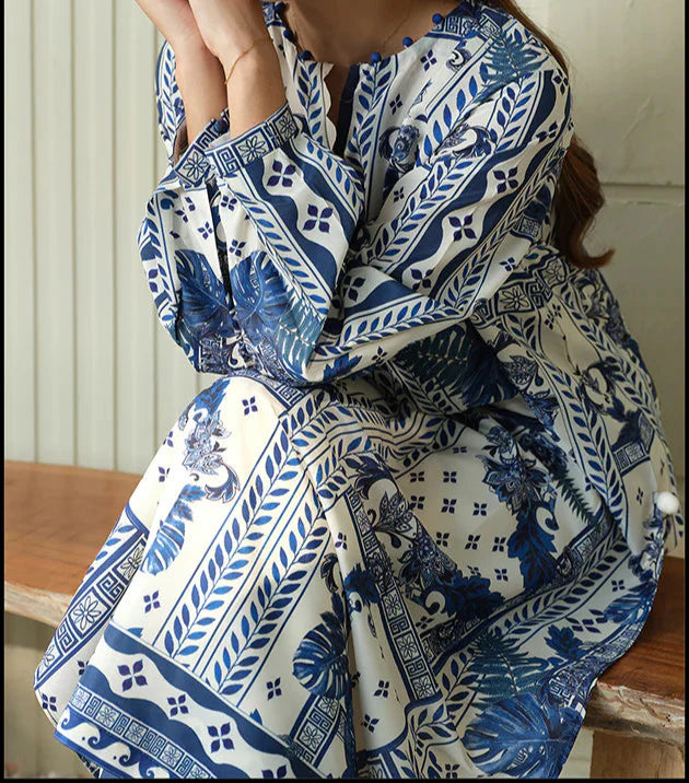 Choices W723 - Digital Printed 3pc Silk dress With Digital Printed Silk dupatta.