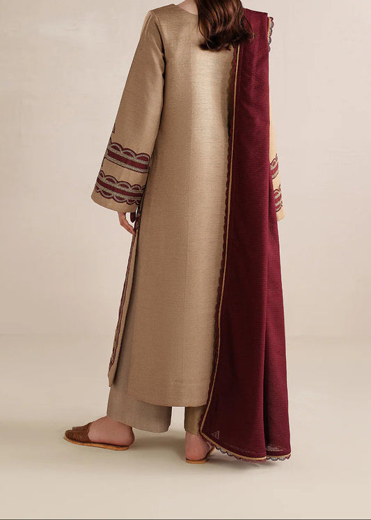 Choices W987-Embroidered 3pc Marina Dress With Printed Shawl. Choicesstore.pk