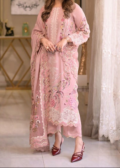 Choices S1378 - Embroidered 3pc CHIKANKARI Lawn Dress With Embroidered Cotton Net Dupatta.