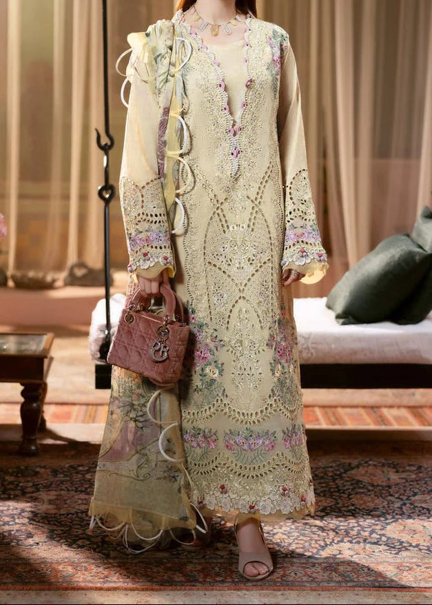 Choices S1449 - Embroidered 3pc CHIKANKARI Lawn Dress With Printed Lawn Dupatta.