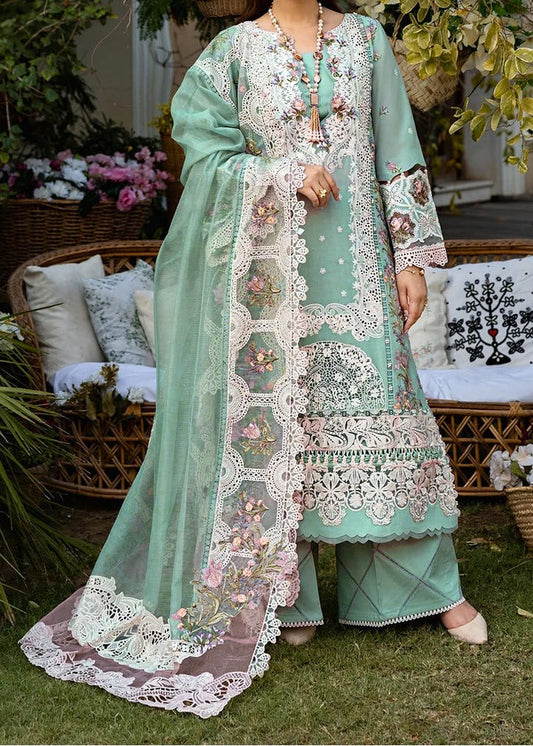 Choices S1484 - Embroidered 3pc Lawn Dress With Embroidered Khadi Net Dupatta.