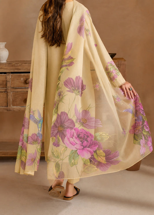 Choices S1492-Embroidered 3pc Lawn Dress With Printed Lawn Dupatta. Choicesstore.pk