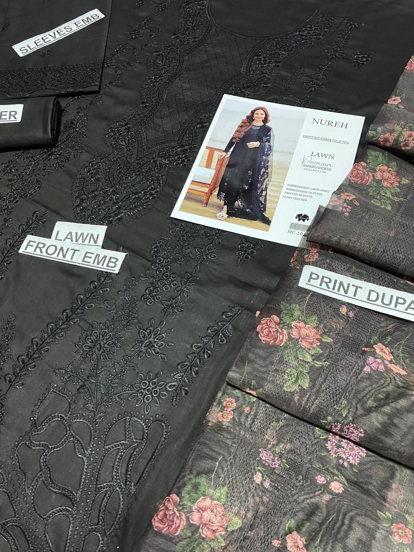 NUREH 3pc Embroidered Lawn New Summer Collec.  CODE. 1141