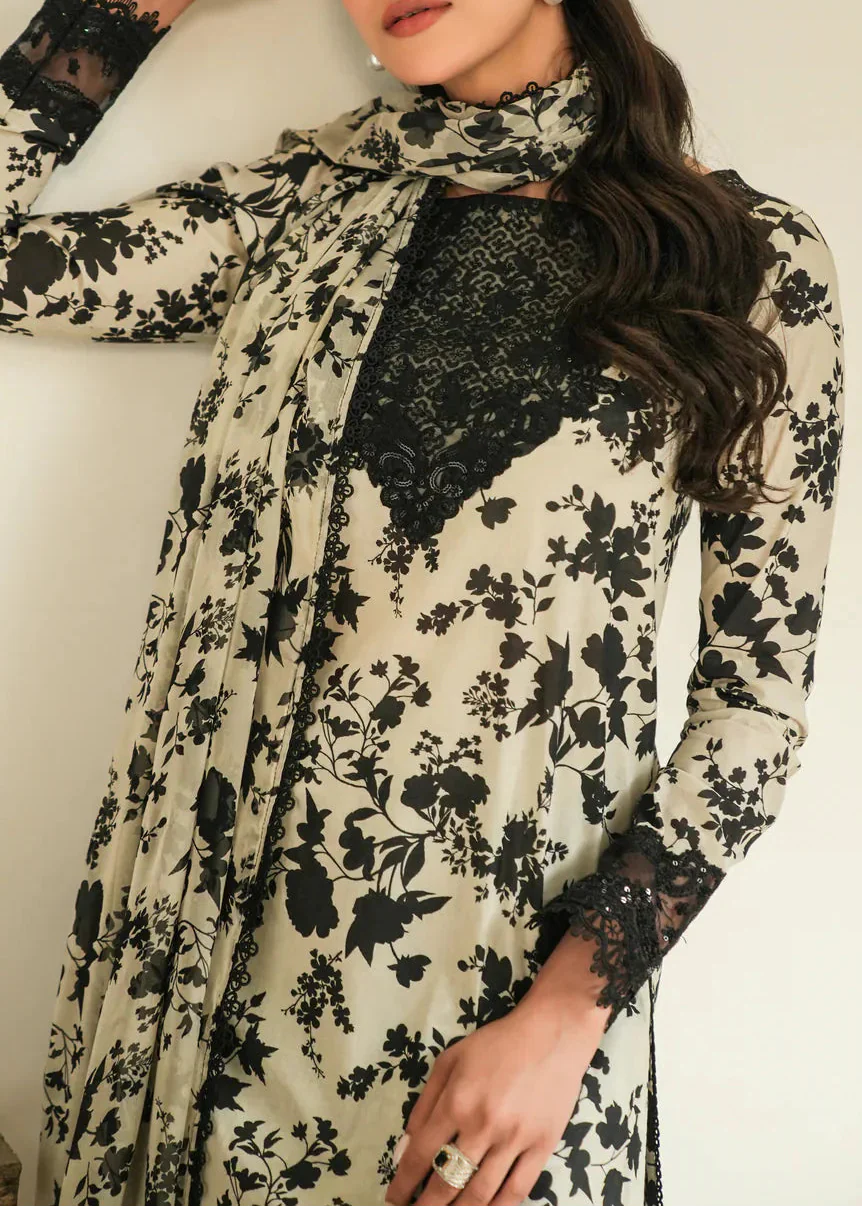 Choices S1301 - Printed & Embroidered 3pc Lawn Dress With Embroidered Chiffon Dupatta.