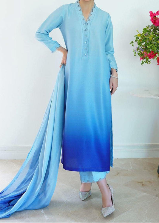 Choices W704 - Digital Printed 3pc Silk dress With Digital Printed Silk dupatta.