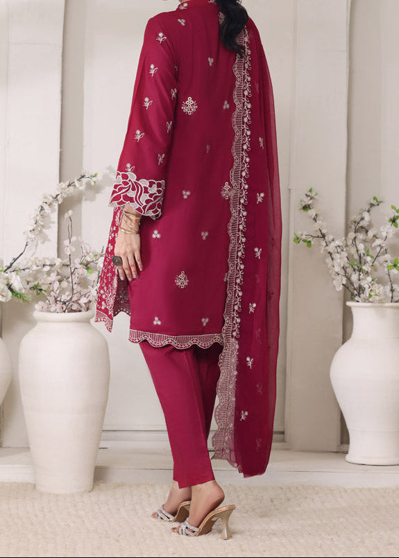 MAROON MAJESTY – EMBROIDERED CHIKANKARI LAWN UNSTITCHED 3PC SUIT.