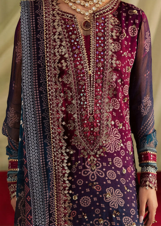 Choices S1297 - Printed & Embroidered 3pc Lawn Dress With Embroidered Sequence Chiffon Dupatta.