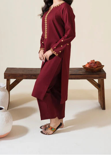 Choices W972-Embroidered 3pc Marina Dress With Embroidered Marina Shawl.