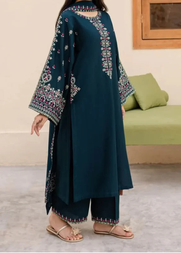 Choices S1227-Embroidered 3pc Lawn Dress With Embroidered chiffon Dupatta.