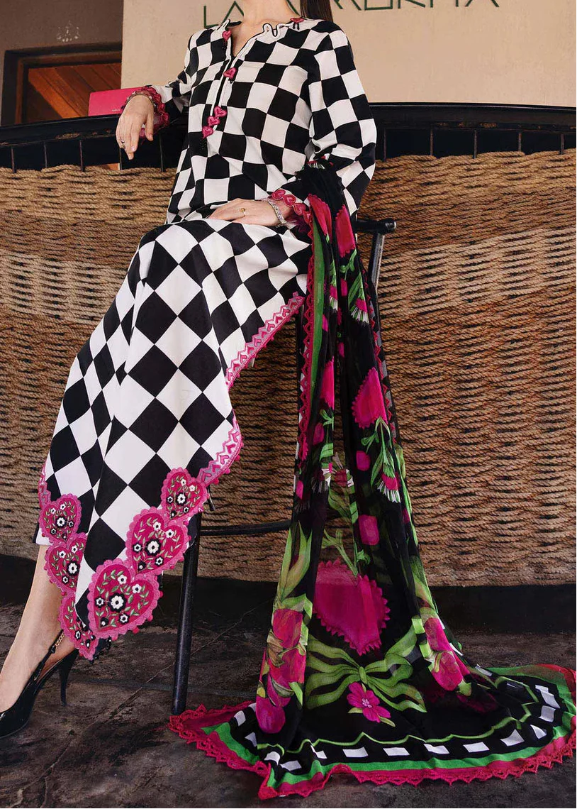 Choices S1352 - Printed & Embroidered 3pc Lawn Dress With Embroidered  Sequence Chiffon Dupatta.