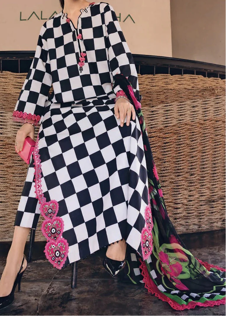 Choices S1352 - Printed & Embroidered 3pc Lawn Dress With Embroidered  Sequence Chiffon Dupatta.