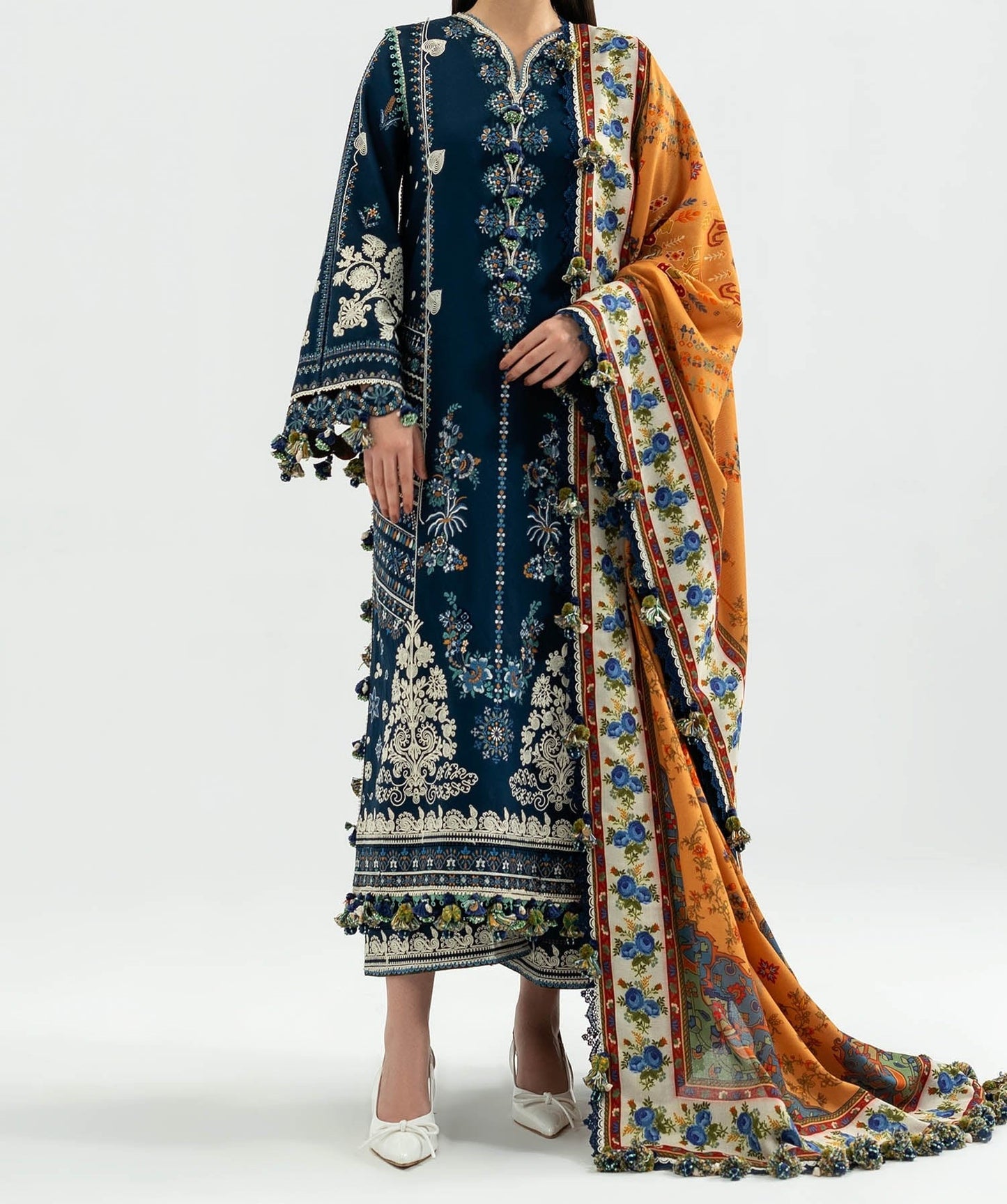 HUSSAIN REHAR 3pc Embroidered Lawn  CODE. MC-4081