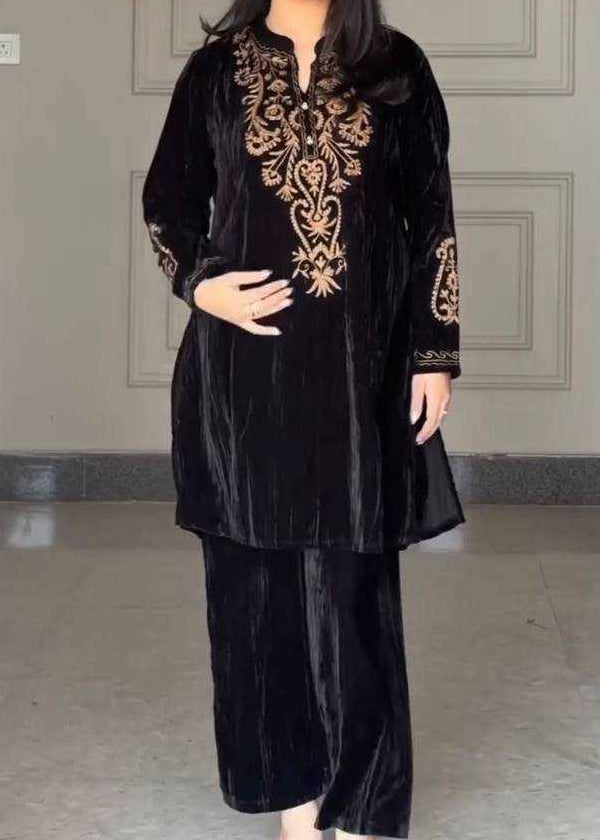 Choices W996-Embroidered 2pc Velvet Dress.