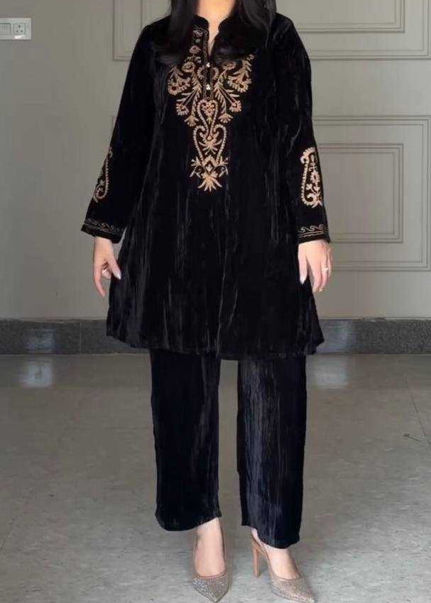 Choices W996-Embroidered 2pc Velvet Dress.